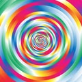 Concentric colorful spiral w random circles. Abstract circular p