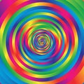 Concentric colorful spiral w random circles. Abstract circular p
