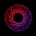 Concentric geometric pattern with overlapping lines forms a circular, toroidal shape. Royalty Free Stock Photo