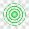 Concentric green sign. Healing, target, aim, painkiller symbol. Round localization icon. Radar, sound or sonar wave