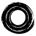 Concentric / grungy circular circle element. Radial, radiating textured / circular, circle shape