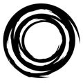 Concentric / grungy circular circle element. Radial, radiating textured / circular, circle shape
