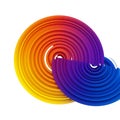Concentric, layered circular patterns create a 3D effect, displaying a gradient of