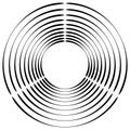 Concentric, radial circles circular element. abstract black and Royalty Free Stock Photo