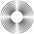 Concentric, radial circles circular element. abstract black and