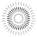 Concentric, radial dashed lines. Abstract geometric burst, flare element