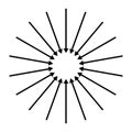 Concentric, radial, radiating arrows. Circular arrow element