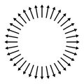Concentric, radial, radiating arrows. Circular arrow element