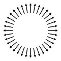 Concentric, radial, radiating arrows. Circular arrow element