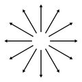 Concentric, radial, radiating arrows. Circular arrow element