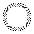 Concentric, radial, radiating arrows. Circular arrow element