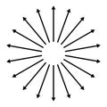 Concentric, radial, radiating arrows. Circular arrow element Royalty Free Stock Photo