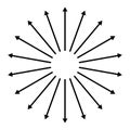 Concentric, radial, radiating arrows. Circular arrow element