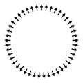 Concentric, radial, radiating arrows. Circular arrow element