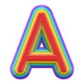 Concentric rainbow font letter A 3D