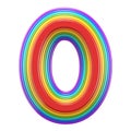 Concentric rainbow font letter O 3D