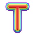 Concentric rainbow font letter T 3D