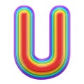 Concentric rainbow font letter U 3D