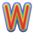 Concentric rainbow font letter W 3D