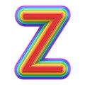 Concentric rainbow font letter Z 3D