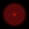 Concentric red circles with gradient. Abstract geometric background with red neon color Royalty Free Stock Photo