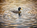 Pond Ripples with Duckling Royalty Free Stock Photo