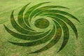 Concentric spirals symbols fake crop circle meadow Royalty Free Stock Photo