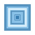 Concentric Square Shape Layers in Graduated Blue Tones. Geometric pattern design, abstract background of squares aligned Royalty Free Stock Photo