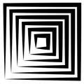 Concentric squares w dynamic irregular line. monochrome abstract