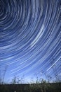 Concentric star tracks in the night sky. startrails. Royalty Free Stock Photo