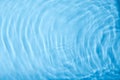 Concentric waves on blue water surface after falling drops, top