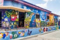 CONCEPCION DE ATACO, EL SALVADOR - APRIL 3, 2016: Colorfuly painted murals in Concepcion de Ataco villag