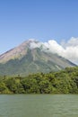 Concepcion Volcano view from the green lagoon, Ometepe Island Royalty Free Stock Photo