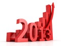 Concept 2013 success bar chart with growing arrow Royalty Free Stock Photo