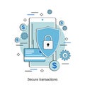 Secure transactions, money protection, financial security vector concept