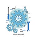 Online technical support flat design vector concept Royalty Free Stock Photo