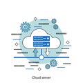 Cloud server, data storage, file hosting flat design vector concept