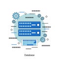 Database, web server, file storage flat design vector concept