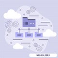 Web folders, data storage, networking flat design vector concept Royalty Free Stock Photo