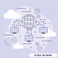 Global network flat style vector concept Royalty Free Stock Photo