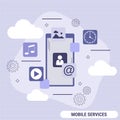 Mobile phone services flat style vector concept Royalty Free Stock Photo