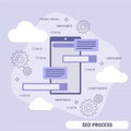 SEO optimization, information processing, web search flat style vector concept Royalty Free Stock Photo