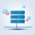 Database, web server, file storage cartoon vector concept