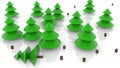 Concept of abstract spruces on white.Save forest environment concept