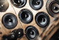 concept abused Group speakers loud stereo music sound concert loudspeaker guitar speaker three-dimensional amp amplifier audio Royalty Free Stock Photo