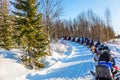 Tourist train from snowmobiles