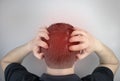 A man suffers from pain in the back of his head. Signs of cervical osteochondrosis, spondylosis, myositis, or hypertension. The