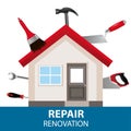 The concept for the advertising service home renovation. House o Royalty Free Stock Photo