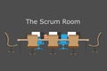 Concept of Agile process, scrum room team meetings, teamwork, brainstorming