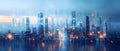 Cybersecure Metropolis: Robotic Oversight & Holographic Alerts. Concept AI Advancements, Data